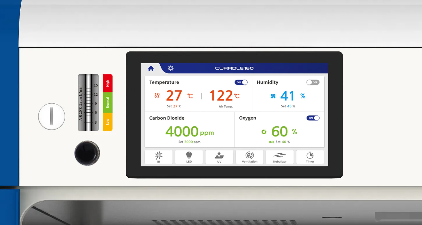 Curadle Smart Incubator PRO PLUS 160C V3: Сенсорная панель управления