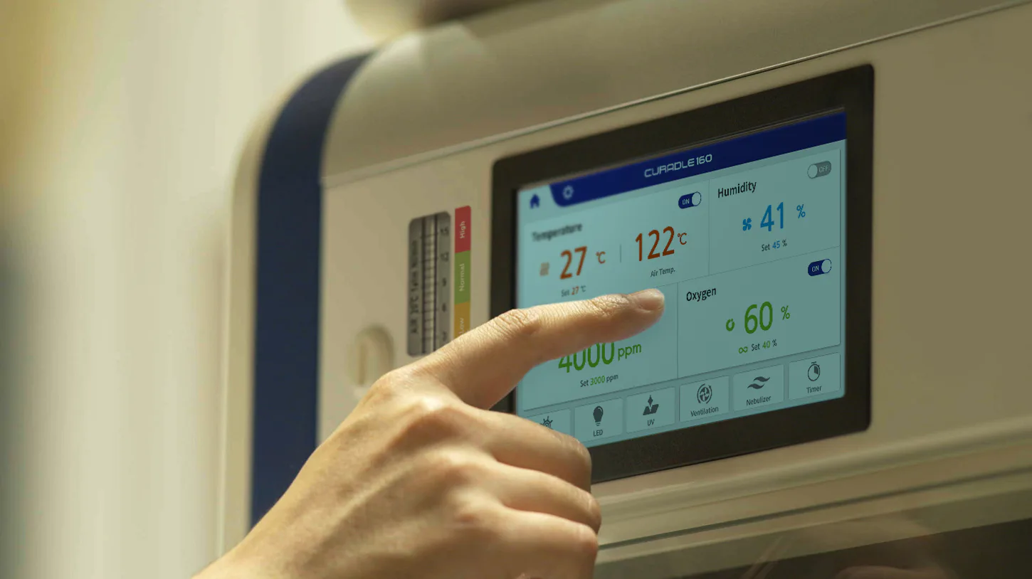 Curadle Smart Incubator PRO PLUS 160C V3: Настройка параметров на сенсорном экране
