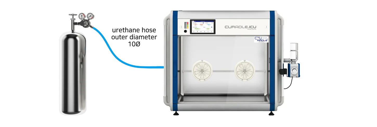 Curadle Smart Incubator PRO PLUS 160C V3: Подключение внешнего источника кислорода